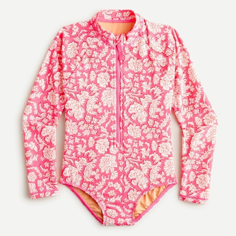 SZ Blockprints™ X crewcuts rash guard one-piece UPF 50 floral girls long sleeve